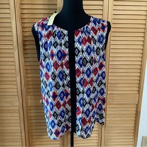 New Women’s Large Southwestern Geometric sleeveless Blouse Top Shirt